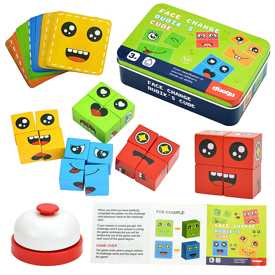 어린이 몬테소리 감정 변경 빌딩 블록 표현 퍼즐 느낌 교육 키드 카드 경기 게임 벨 링